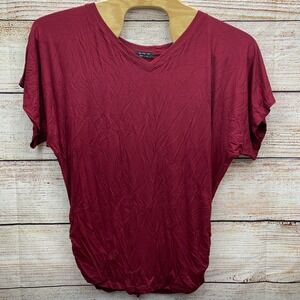 ALL FOR YOU Women's Burgundy V Neck‎ Kimono Dolman Short Sleeve Top Plus Size 3X